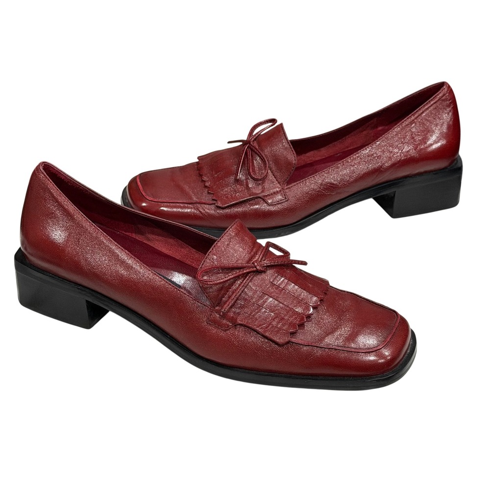 Vintage Etienne Aigner Kiltie Tassel Loafers Women 8 Burgundy Leather Square Toe